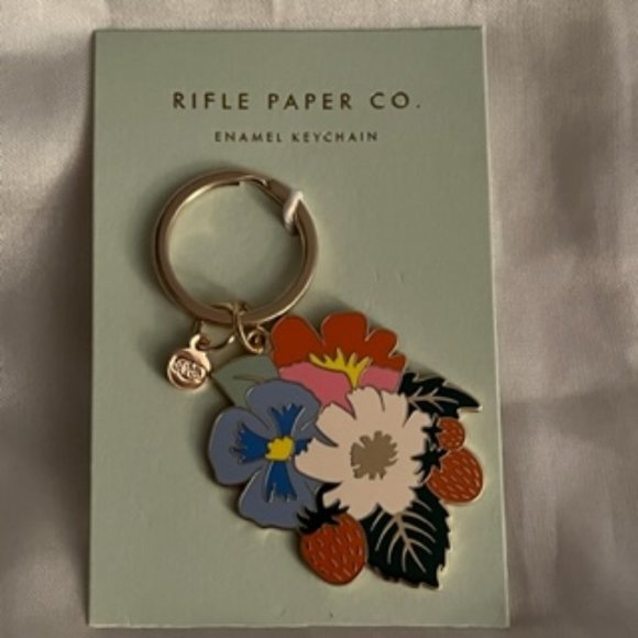 Rifle Paper Co. Accessories - RIFLE PAPER CO. STRAWBERRY FIELDS ENAMEL KEYCHAIN; BRAND NEW!